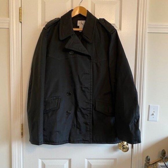Calvin Klein Men’s Double Breasted Water Repellent Insulated Pea Coat - Black - Picture 1 of 3